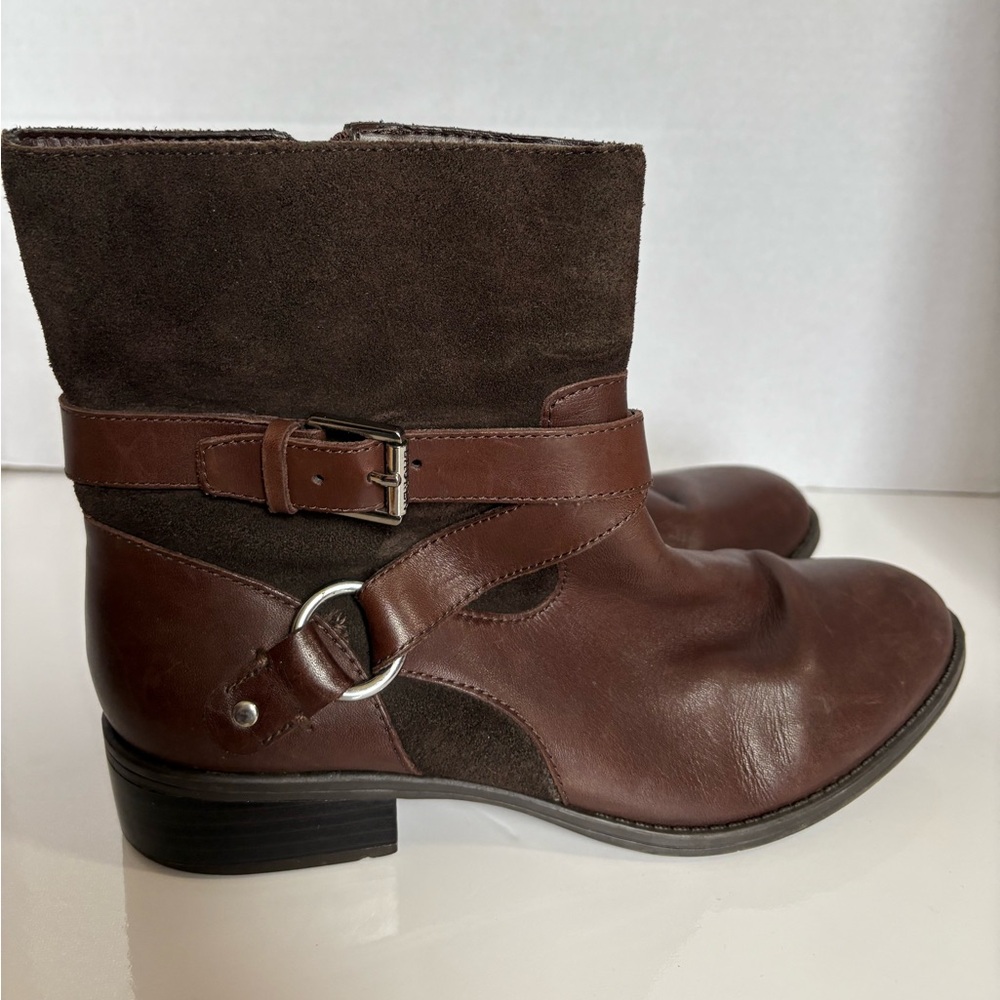 Women's Brown Leather & Suede Ankle Boots